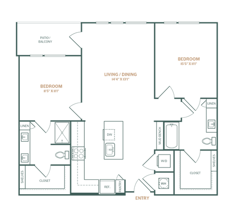 a floor plan of a small apartment with a bedroom and a living room